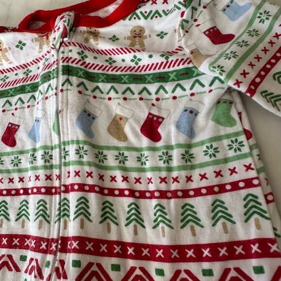 Little Me baby 6 months holiday christmas sleeper bamboo footed zip up boy girl - Picture 3 of 5